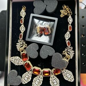 Sassy Jones Whitley Heirloom Necklace & Smoky Quartz Oversized Earrings Combo